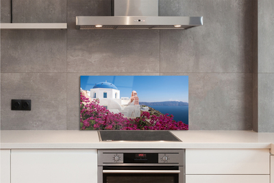 Kitchen Splashback Marine vessels Greece flowers