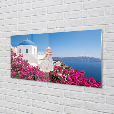 Kitchen Splashback Marine vessels Greece flowers