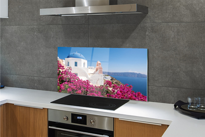 Kitchen Splashback Marine vessels Greece flowers