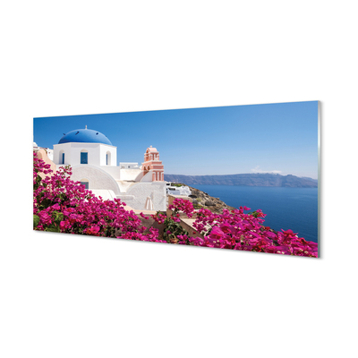 Kitchen Splashback Marine vessels Greece flowers