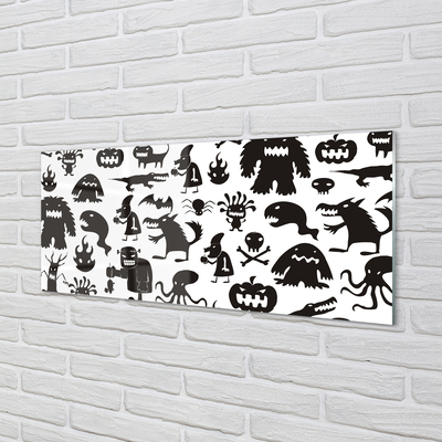 Kitchen Splashback White Background black creatures