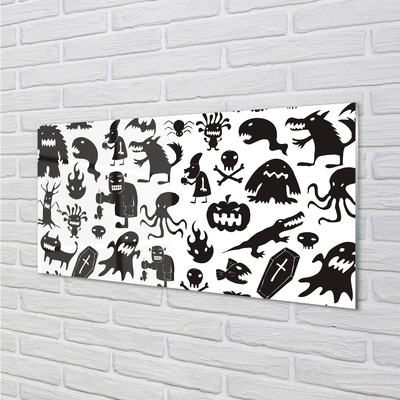 Kitchen Splashback White Background black creatures