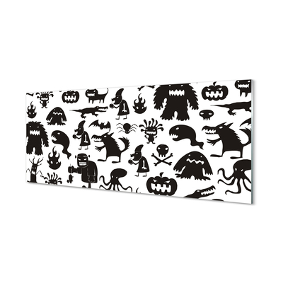 Kitchen Splashback White Background black creatures