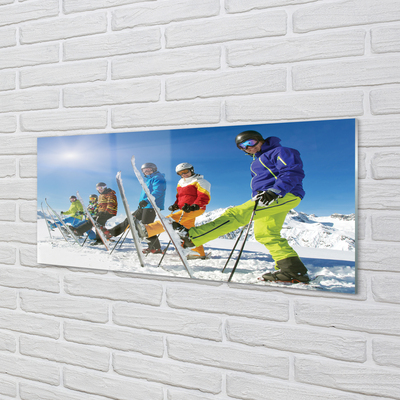 Kitchen Splashback Skiers Winter in the mountains