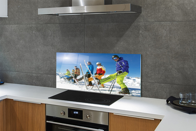 Kitchen Splashback Skiers Winter in the mountains