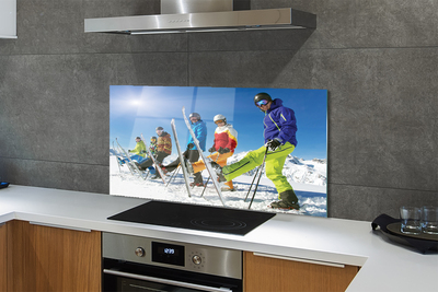 Kitchen Splashback Skiers Winter in the mountains