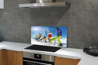 Kitchen Splashback Skiers Winter in the mountains