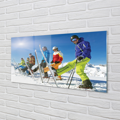 Kitchen Splashback Skiers Winter in the mountains