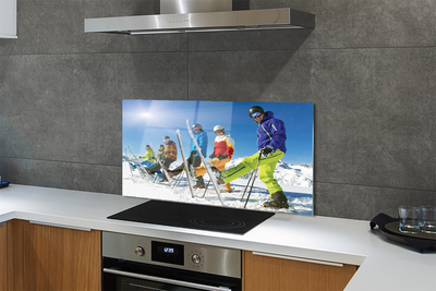 Kitchen Splashback Skiers Winter in the mountains