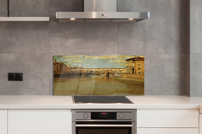 Kitchen Splashback Building Italy River Bridges