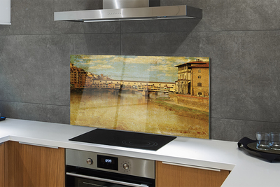 Kitchen Splashback Building Italy River Bridges