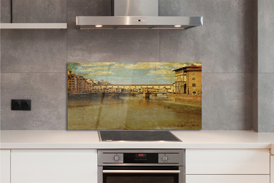 Kitchen Splashback Building Italy River Bridges