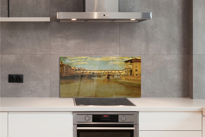 Kitchen Splashback Building Italy River Bridges