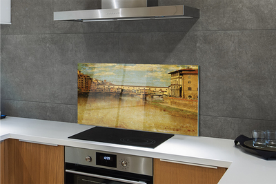 Kitchen Splashback Building Italy River Bridges