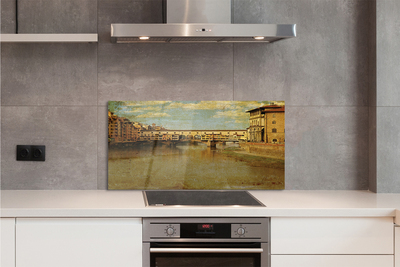 Kitchen Splashback Building Italy River Bridges