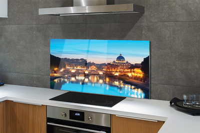 Kitchen Splashback Rome River bridge sunset