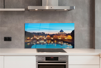 Kitchen Splashback Rome River bridge sunset