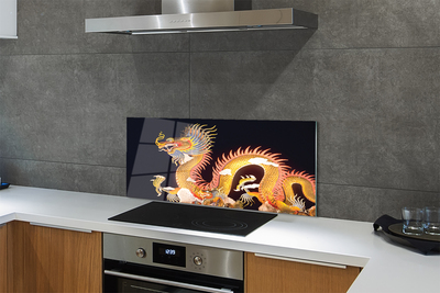 Kitchen Splashback Japanese Golden Dragon