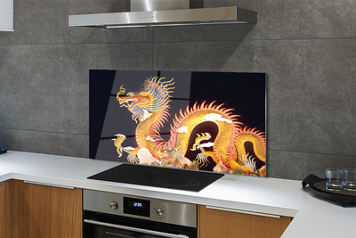 Kitchen Splashback Japanese Golden Dragon