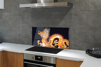 Kitchen Splashback Japanese Golden Dragon