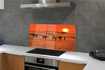 Kitchen Splashback Camels sky sun desert people