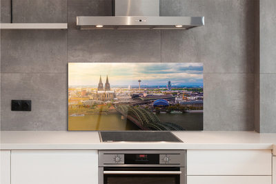 Kitchen Splashback Germany panoramic river bridges