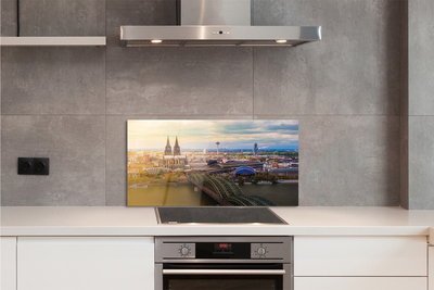 Kitchen Splashback Germany panoramic river bridges