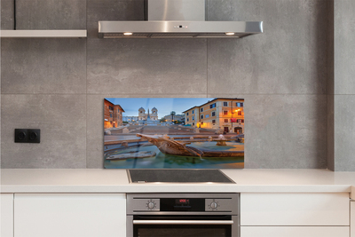 Kitchen Splashback Rome buildings fountain sunset