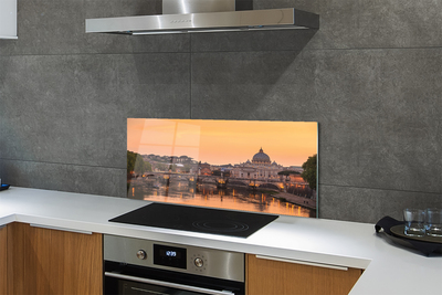 Kitchen Splashback Rome Sunset river bridge building