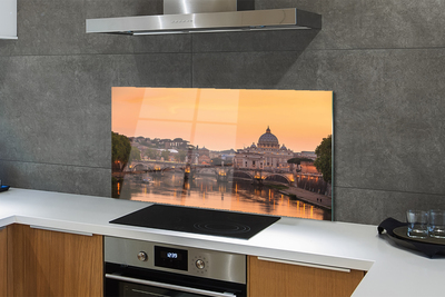 Kitchen Splashback Rome Sunset river bridge building