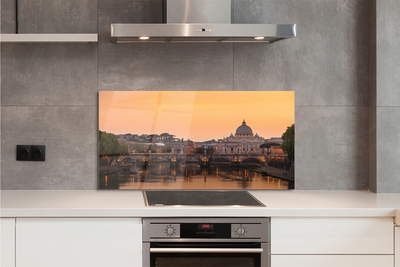 Kitchen Splashback Rome Sunset river bridge building