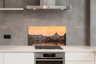 Kitchen Splashback Rome Sunset river bridge building