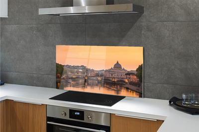 Kitchen Splashback Rome Sunset river bridge building