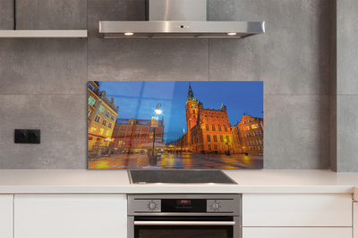 Kitchen Splashback Gdansk Old Town night church