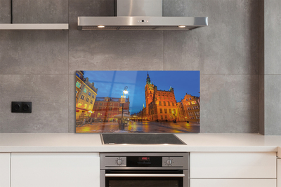 Kitchen Splashback Gdansk Old Town night church