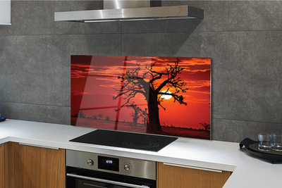 Kitchen Splashback Trees sky clouds