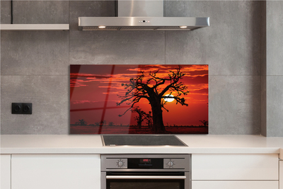 Kitchen Splashback Trees sky clouds