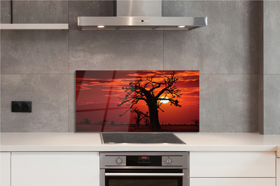 Kitchen Splashback Trees sky clouds