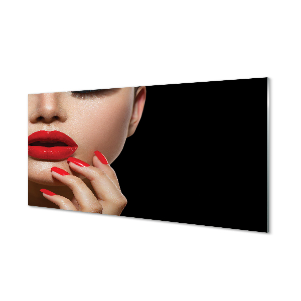 Kitchen Splashback Woman with red lips and nails