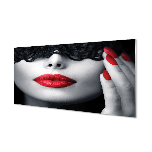 Kitchen Splashback Woman with red lips