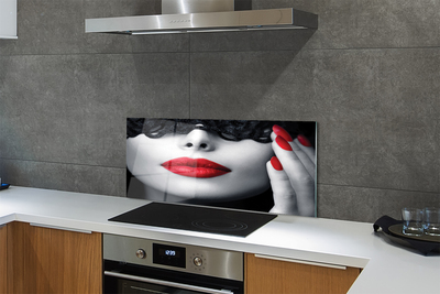 Kitchen Splashback Woman with red lips