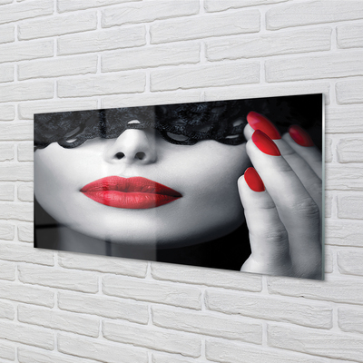 Kitchen Splashback Woman with red lips