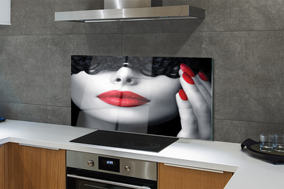 Kitchen Splashback Woman with red lips