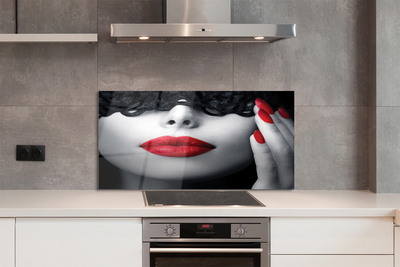 Kitchen Splashback Woman with red lips