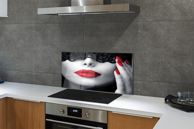 Kitchen Splashback Woman with red lips