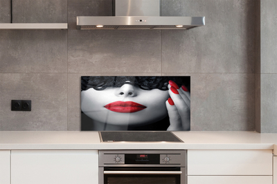 Kitchen Splashback Woman with red lips