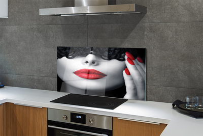 Kitchen Splashback Woman with red lips