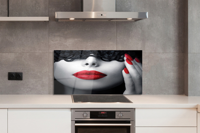 Kitchen Splashback Woman with red lips