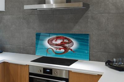 Kitchen Splashback Japanese dragon moon sky