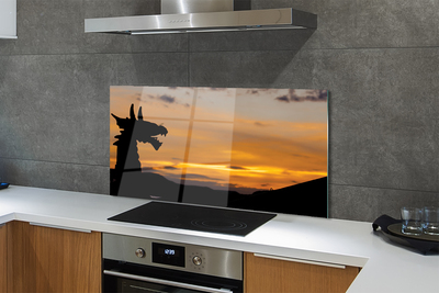 Kitchen Splashback Dragon Sky Sunset